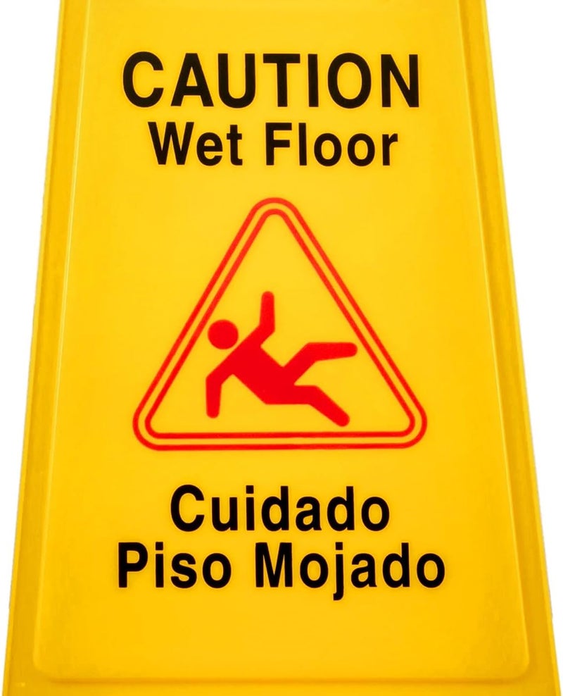 Electri Duct Caution Wet Floor Sign 24" OSHA Compliant Bilingual Double-Sided Commercial Safety Warning Signs A Frame Bright Yellow Cuidado Piso Mojado - Image 5